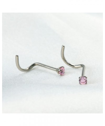 2pcs Green/White/Dark Blue/Purple/Red/Light Blue/Pink/Black 4mm CZ Screw Nose Rings Studs G23 Titanium Cubic Zirconia 20G Pie...