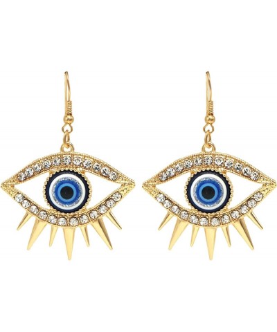 Gold Tone Evil Eyes Statement Dangle Earrings Dainty Zirconia Eye Ear Jacket Drop Earrings for Women Girls Fashion Post Perfe...