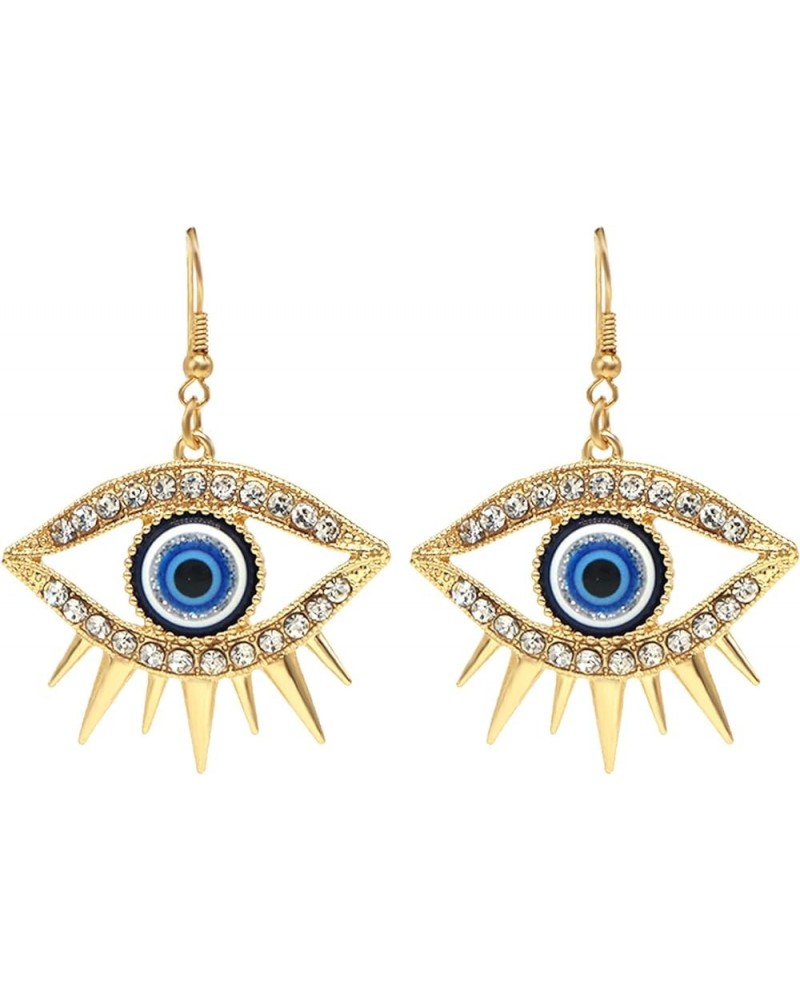 Gold Tone Evil Eyes Statement Dangle Earrings Dainty Zirconia Eye Ear Jacket Drop Earrings for Women Girls Fashion Post Perfe...