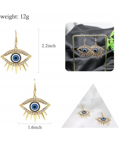 Gold Tone Evil Eyes Statement Dangle Earrings Dainty Zirconia Eye Ear Jacket Drop Earrings for Women Girls Fashion Post Perfe...