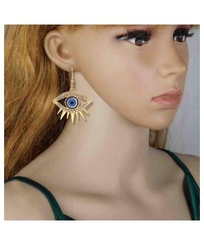 Gold Tone Evil Eyes Statement Dangle Earrings Dainty Zirconia Eye Ear Jacket Drop Earrings for Women Girls Fashion Post Perfe...