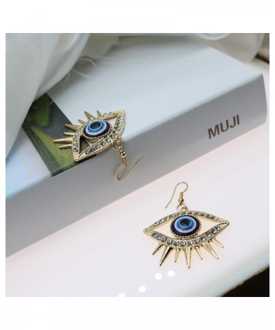 Gold Tone Evil Eyes Statement Dangle Earrings Dainty Zirconia Eye Ear Jacket Drop Earrings for Women Girls Fashion Post Perfe...