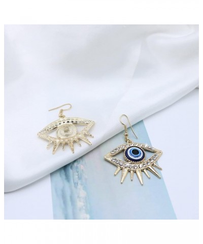 Gold Tone Evil Eyes Statement Dangle Earrings Dainty Zirconia Eye Ear Jacket Drop Earrings for Women Girls Fashion Post Perfe...