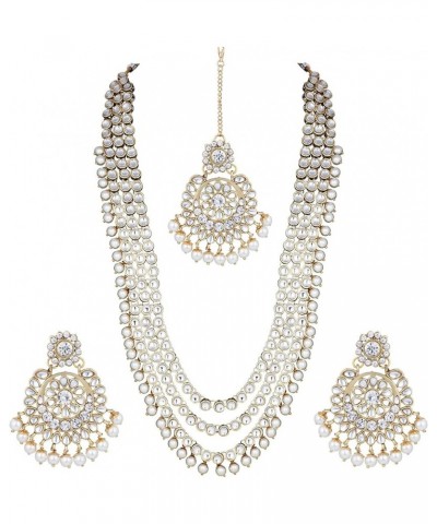 18k Gold Plated Indian Wedding Bollywood Kundan Pearl Beads Bridal Long Necklace Jewellery Set White $16.10 Jewelry Sets