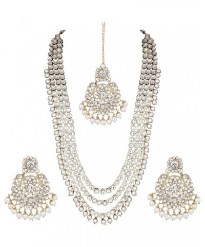 18k Gold Plated Indian Wedding Bollywood Kundan Pearl Beads Bridal Long Necklace Jewellery Set White $16.10 Jewelry Sets