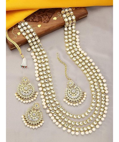 18k Gold Plated Indian Wedding Bollywood Kundan Pearl Beads Bridal Long Necklace Jewellery Set White $16.10 Jewelry Sets