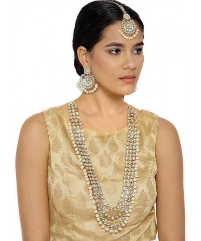 18k Gold Plated Indian Wedding Bollywood Kundan Pearl Beads Bridal Long Necklace Jewellery Set White $16.10 Jewelry Sets