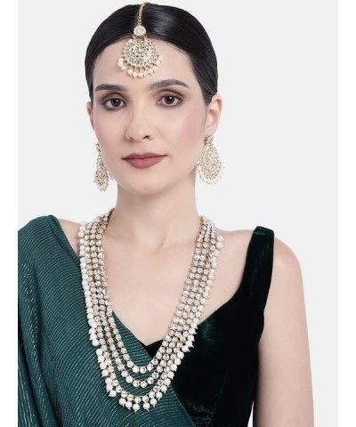 18k Gold Plated Indian Wedding Bollywood Kundan Pearl Beads Bridal Long Necklace Jewellery Set White $16.10 Jewelry Sets