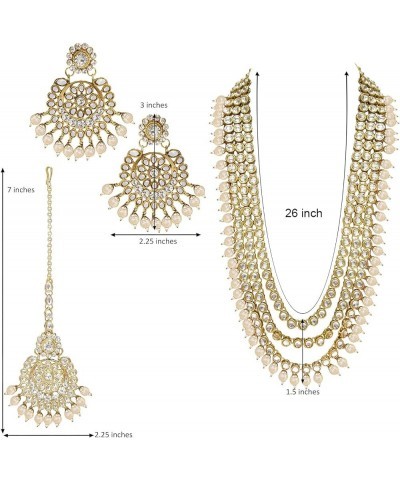 18k Gold Plated Indian Wedding Bollywood Kundan Pearl Beads Bridal Long Necklace Jewellery Set White $16.10 Jewelry Sets