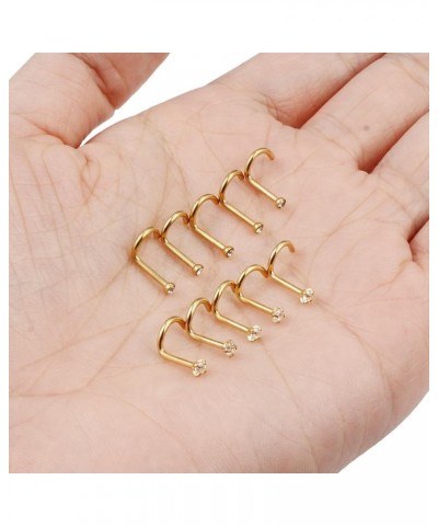 Nose Rings 22G 20G 18G Nose Studs Surgical Steel Nose Piercings Nostril Piercing Jewelry for Women 2mm Clear CZ gold surgical...