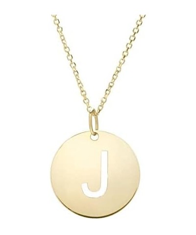 14k Solid Yellow Gold Disc Initial A Necklace with Lobster Claw Clasp, Letter A Pendant 15mm, 0.8mm Cable Chain (18") J $91.4...