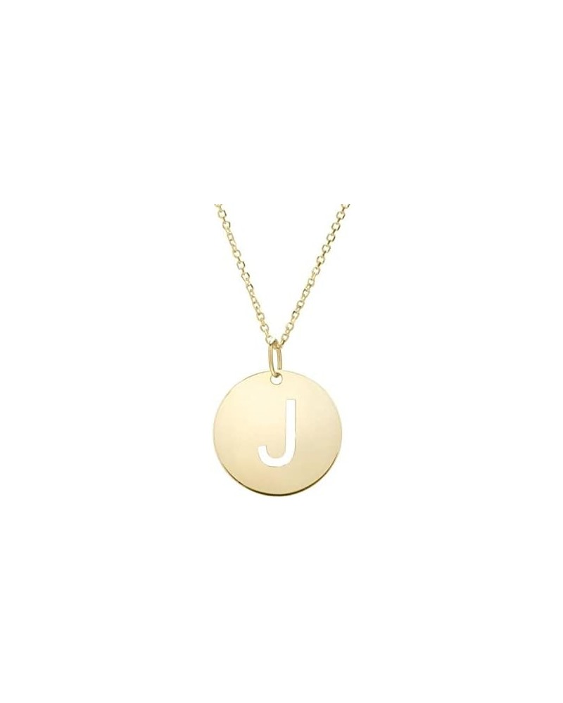 14k Solid Yellow Gold Disc Initial A Necklace with Lobster Claw Clasp, Letter A Pendant 15mm, 0.8mm Cable Chain (18") J $91.4...