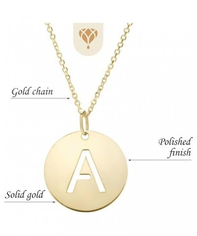 14k Solid Yellow Gold Disc Initial A Necklace with Lobster Claw Clasp, Letter A Pendant 15mm, 0.8mm Cable Chain (18") J $91.4...