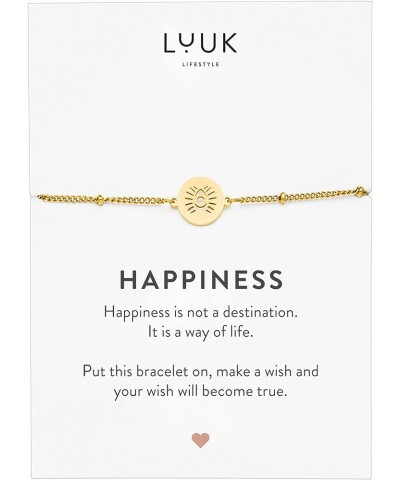 Stainless steel bracelet with pendant and HAPPINESS card, filigree and minimalist women's jewelry, unique gift idea, lucky ch...