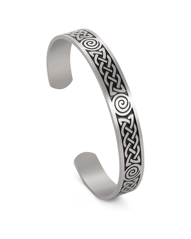 Celtic Knot Bracelet For Women Men Stainless Steel Cross Triquetra Celtic Open Bangle Bracelet Vintage Symbol Cuff Bangle Vik...