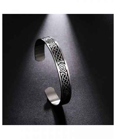 Celtic Knot Bracelet For Women Men Stainless Steel Cross Triquetra Celtic Open Bangle Bracelet Vintage Symbol Cuff Bangle Vik...