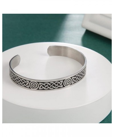 Celtic Knot Bracelet For Women Men Stainless Steel Cross Triquetra Celtic Open Bangle Bracelet Vintage Symbol Cuff Bangle Vik...