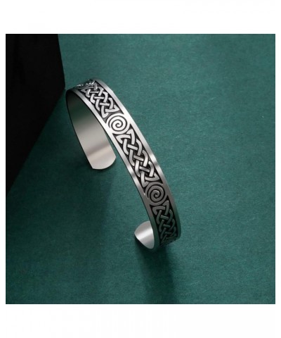 Celtic Knot Bracelet For Women Men Stainless Steel Cross Triquetra Celtic Open Bangle Bracelet Vintage Symbol Cuff Bangle Vik...