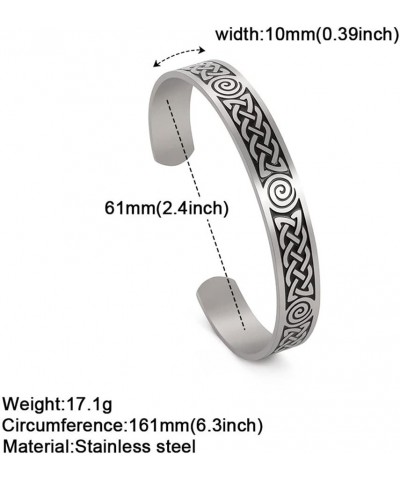 Celtic Knot Bracelet For Women Men Stainless Steel Cross Triquetra Celtic Open Bangle Bracelet Vintage Symbol Cuff Bangle Vik...