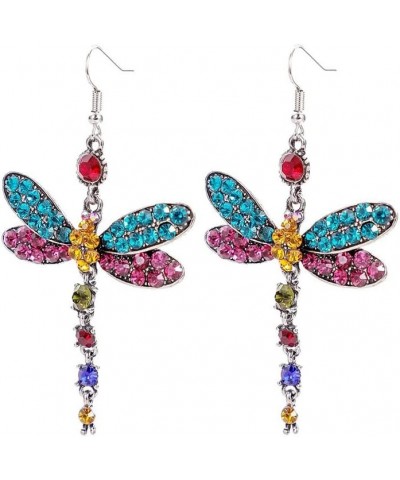 Dragonfly Dangle Earrings for Women Rhinestone Dragonfly Drop Earrings Color Dragonfly Earrings Red Dragonfly Earrings Blue D...