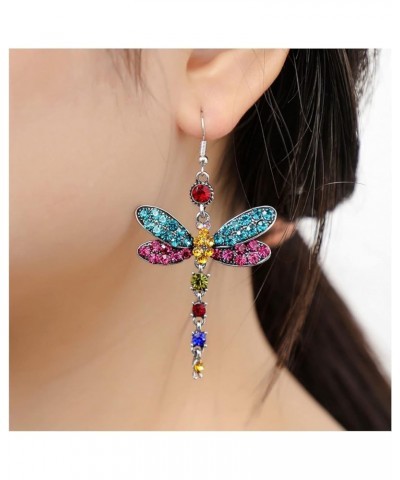 Dragonfly Dangle Earrings for Women Rhinestone Dragonfly Drop Earrings Color Dragonfly Earrings Red Dragonfly Earrings Blue D...