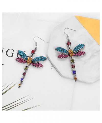 Dragonfly Dangle Earrings for Women Rhinestone Dragonfly Drop Earrings Color Dragonfly Earrings Red Dragonfly Earrings Blue D...