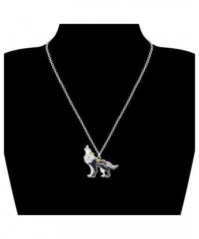 Enamel Alloy Wolf Necklace Pendant Fashion Jewelry Cute Charms Gifts for Women Girls Black $10.61 Necklaces