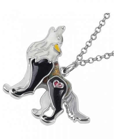 Enamel Alloy Wolf Necklace Pendant Fashion Jewelry Cute Charms Gifts for Women Girls Black $10.61 Necklaces