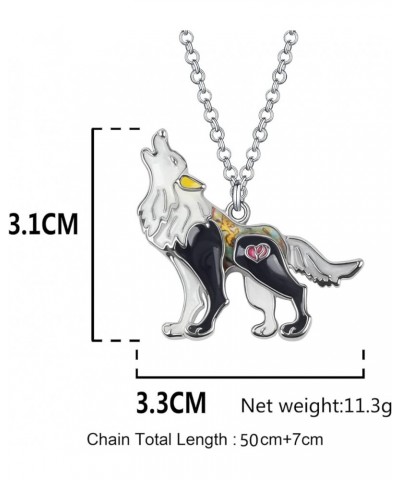 Enamel Alloy Wolf Necklace Pendant Fashion Jewelry Cute Charms Gifts for Women Girls Black $10.61 Necklaces