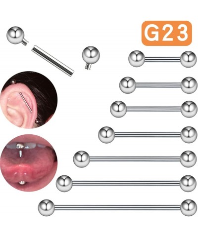 2pcs G23 Titanium 3mm/4mm/5mm Ball Nipple Rings Tongue Rings14G Straight Barbells Piercing JewelryBarbell Eyebrow Internally ...