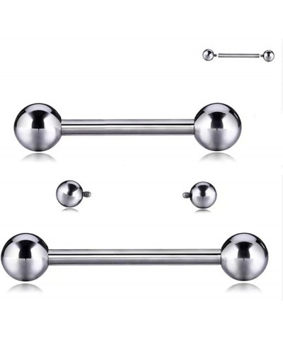 2pcs G23 Titanium 3mm/4mm/5mm Ball Nipple Rings Tongue Rings14G Straight Barbells Piercing JewelryBarbell Eyebrow Internally ...