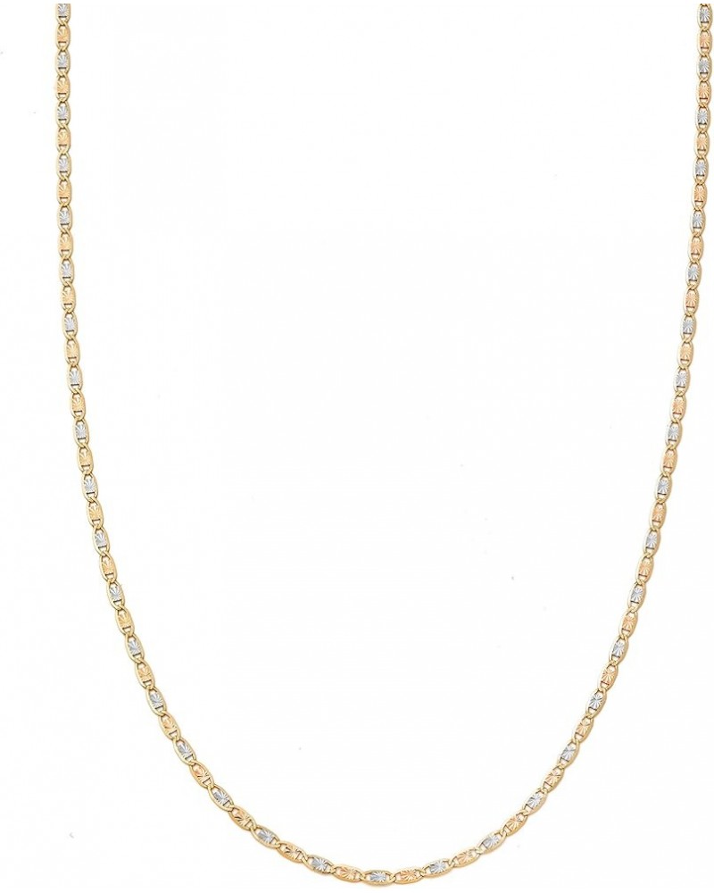 14K Tricolor Gold 2mm Solid Diamond Cut Valentino Chain Necklace with Spring Clasp (18" to 24") 20.0 Inches $121.11 Necklaces