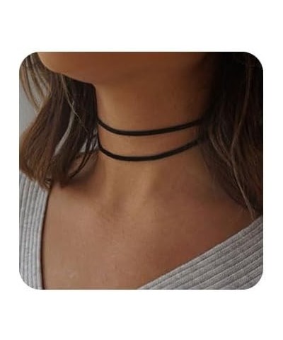 Gothic Choker Necklaces Black Velvet layered choker Necklace Classic Collar Chokers Jewelry for Women and Girls Black $7.79 N...