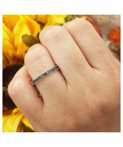 0.12 Carat (ctw) Round Black Diamond Thin Milgrain Stackable Wedding Band Ring for Ladies, Available in Various Metal in 10K/...