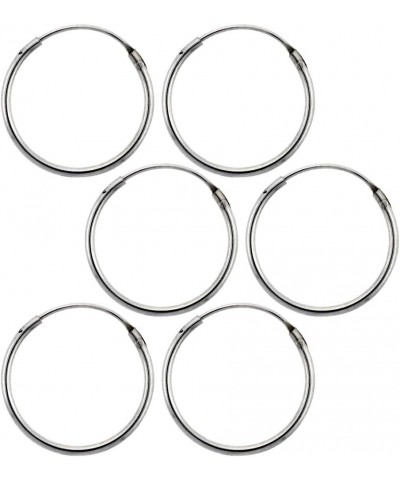 Sterling Silver Endless Hoop Earrings thin 1 mm tube 5/8 inch 16mm 3-pair Pack $14.05 Earrings