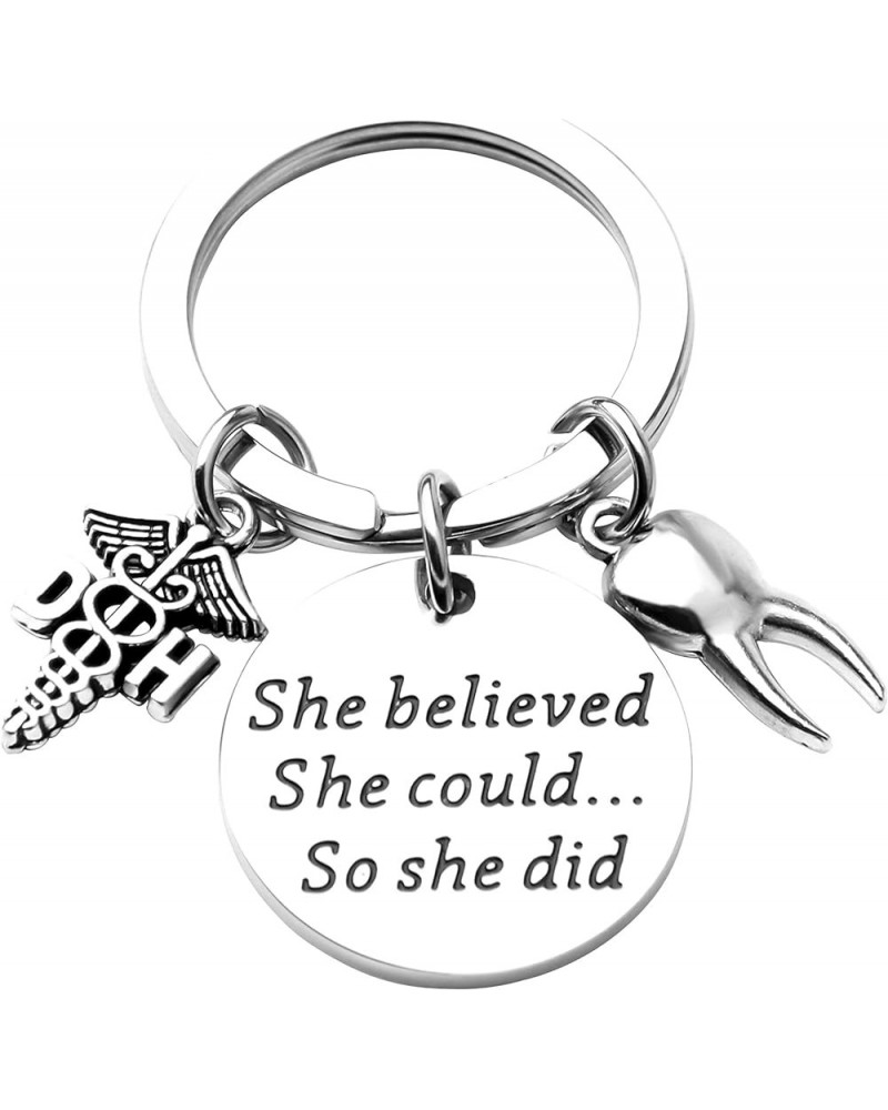 Dental Hygienist Gifts She Believed She Could So She Did Keychain Dentist Jewelry Graduation Gift For DH Dh Keychain $9.35 Pe...