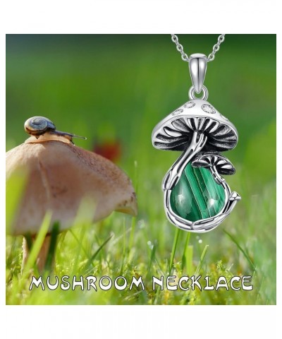 Mushroom Necklace Moonstone/Moss Agate/Malachite/Labradorite/Turquoise Sterling Silver Mushroom Pendant Mushroom Jewelry Vale...