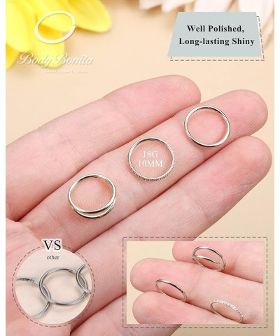 3pcs Nose Rings Hoops - 316L Surgical Steel Double Hoop Nose Rings 16G/18G/20G Hinged CZ Conch Piercing Jewelry Septum Clicke...