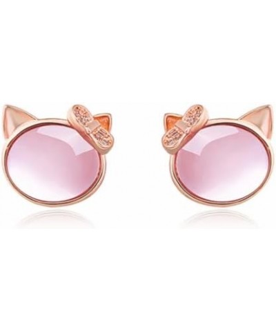 Hello, Kitty Earrings, Kitty Cat Earrings-Pink Cat Earrings Copper Plated Pearl Cute Cat Earrings for Women Girls Jewelry Gif...