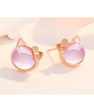 Hello, Kitty Earrings, Kitty Cat Earrings-Pink Cat Earrings Copper Plated Pearl Cute Cat Earrings for Women Girls Jewelry Gif...