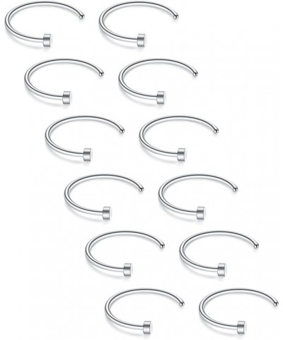 22 Gauge Stainless Steel Flat Top Fake Faux Nose Hoop Ring Rings Piercing Body Jewelry Set Unisex 6-10mm 12PCS 12PCS - 8mm Si...