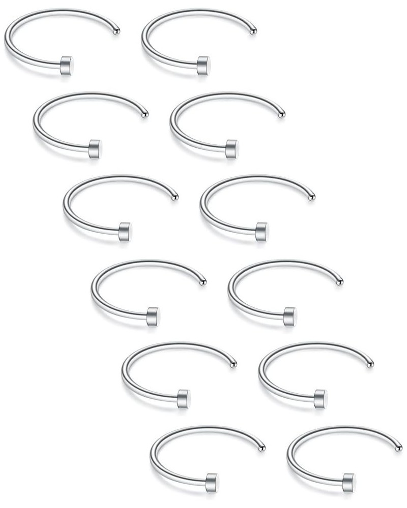 22 Gauge Stainless Steel Flat Top Fake Faux Nose Hoop Ring Rings Piercing Body Jewelry Set Unisex 6-10mm 12PCS 12PCS - 8mm Si...