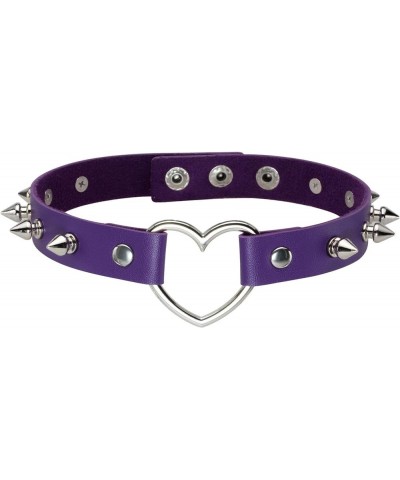 Punk Rivet PU Leather Choker Collar Vintage Love Heart Adjustable Necklace Jewelry F-Purple PU, White Heart, 2pcs $9.53 Neckl...