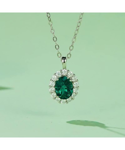 Lab Grown Emerald Necklace 925 Sterling Silver May Birthstone Pendant Necklaces for Women Necklace Anniversary Birthday Jewel...