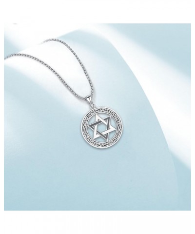 Wiccan Jewelry Celtic Knot Necklace 925 Sterling Silver Celtic Jewelry for Women Abalone Shell Turquoise Necklace Pentagram P...