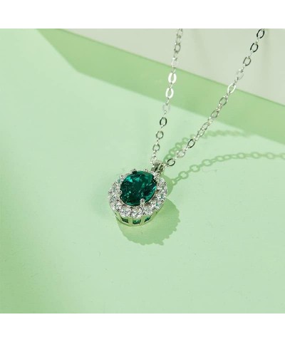 Lab Grown Emerald Necklace 925 Sterling Silver May Birthstone Pendant Necklaces for Women Necklace Anniversary Birthday Jewel...