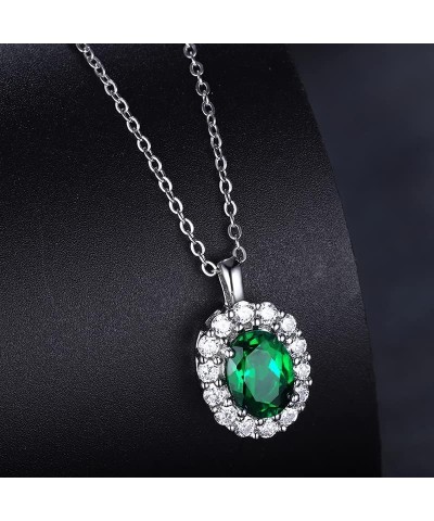 Lab Grown Emerald Necklace 925 Sterling Silver May Birthstone Pendant Necklaces for Women Necklace Anniversary Birthday Jewel...