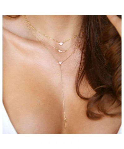 Lariat Necklace For Women. Y Necklace For Women. Layered Opal Lariat Necklace Set of 3. 18k Gold Plated Chain $31.20 Necklaces