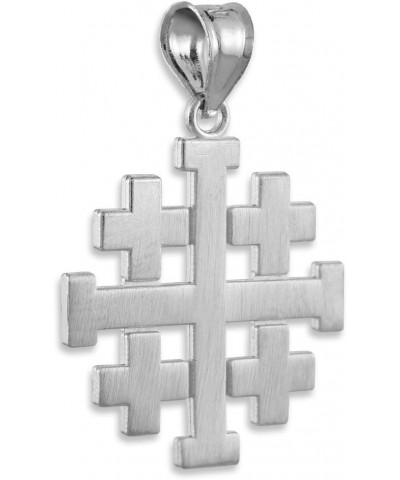 Religious Jewelry by FDJ Matte Finish 925 Sterling Silver Crusaders Jerusalem Cross Pendant $12.99 Pendants