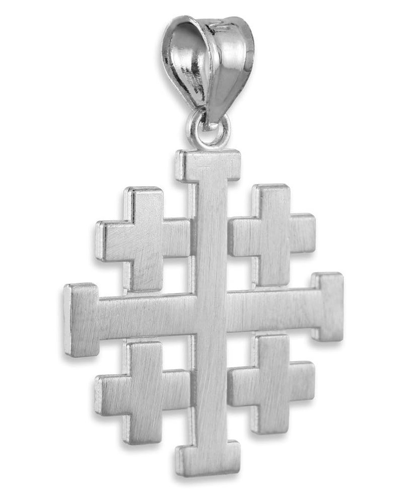 Religious Jewelry by FDJ Matte Finish 925 Sterling Silver Crusaders Jerusalem Cross Pendant $12.99 Pendants